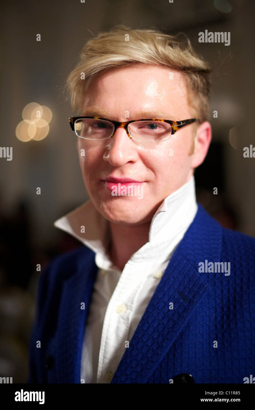 English party promoter Henry Conway poses for a portait before the Maria Grachvogel autumn 2011 collection at the Savoy Hotel Stock Photo