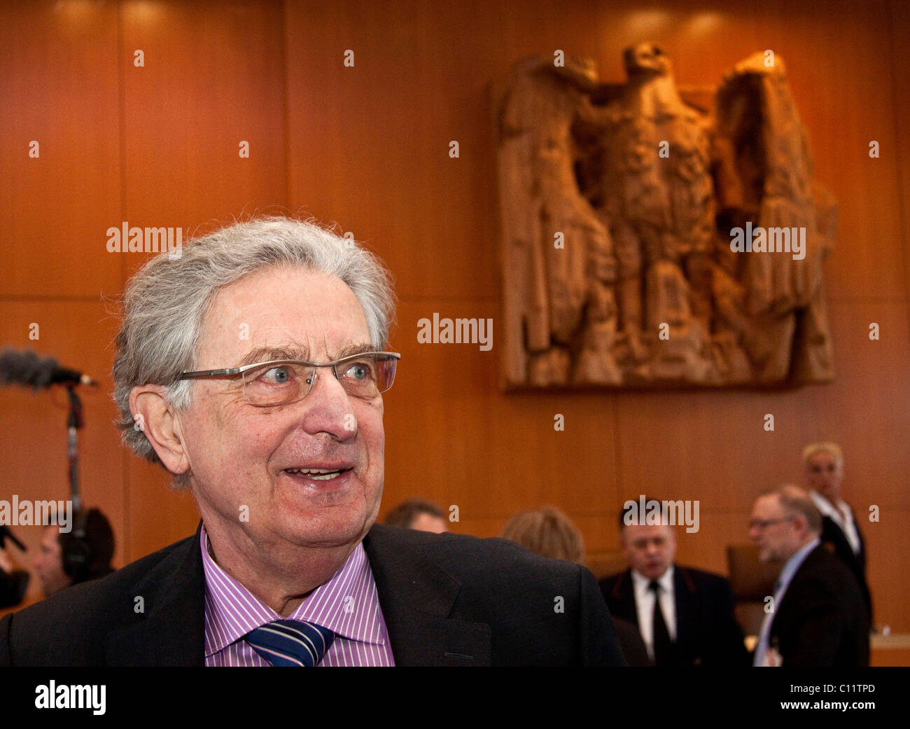 Plaintiff Gerhard Baum, ruling of the Federal Constitutional Court on telecommunications data retention, Karlsruhe Stock Photo