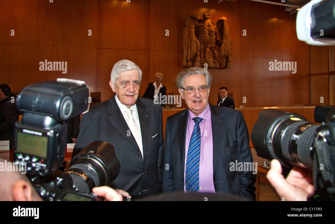 Plaintiff Burkhard Hirsch and Gerhard Baum, ruling of the Federal Constitutional Court on telecommunications data retention Stock Photo