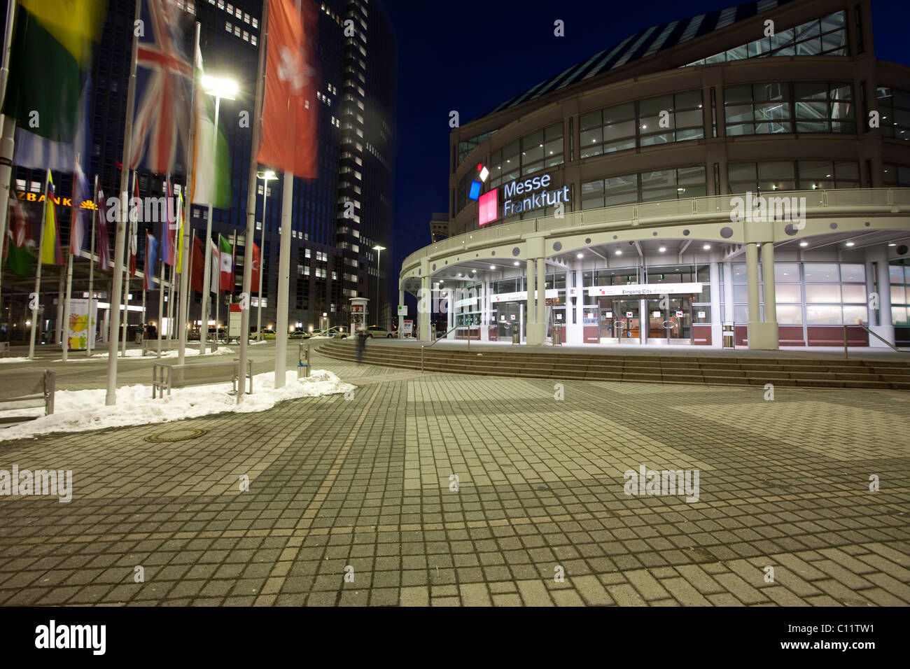 Main entrance to Messe Frankfurt Trade Fair, Frankfurt, Hesse, Germany, Europe Stock Photo