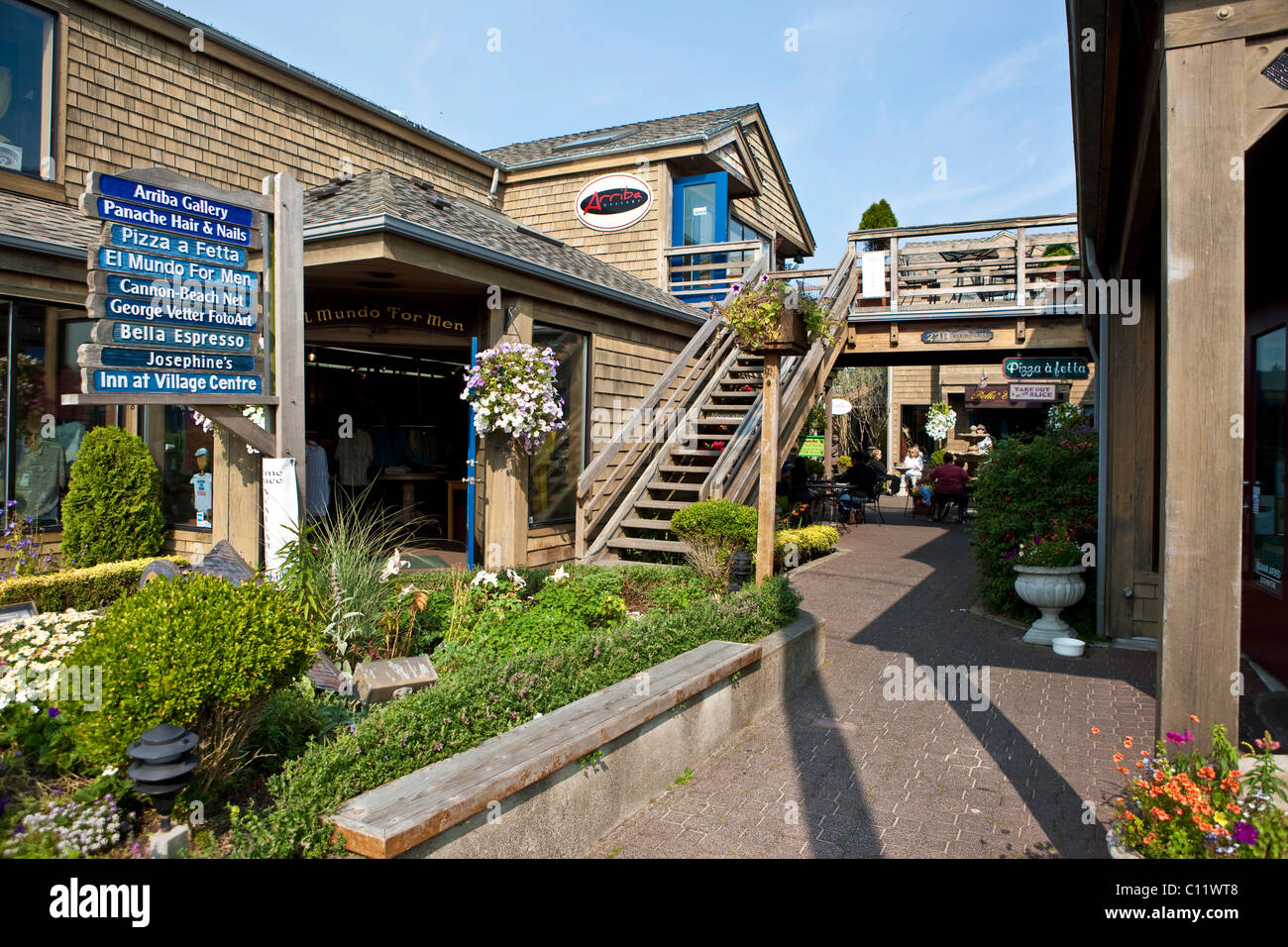 The town of Cannon Beach with its typical wooden houses at Cannon Beach