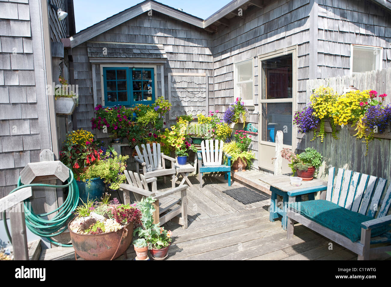 The town of Cannon Beach with its typical wooden houses at Cannon Beach