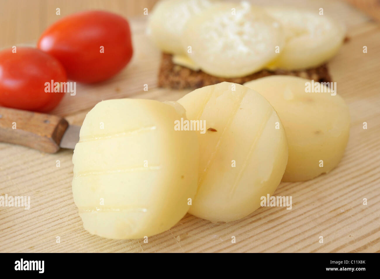 Harzer Roller, traditional rolled cheese from the Harz district Stock Photo