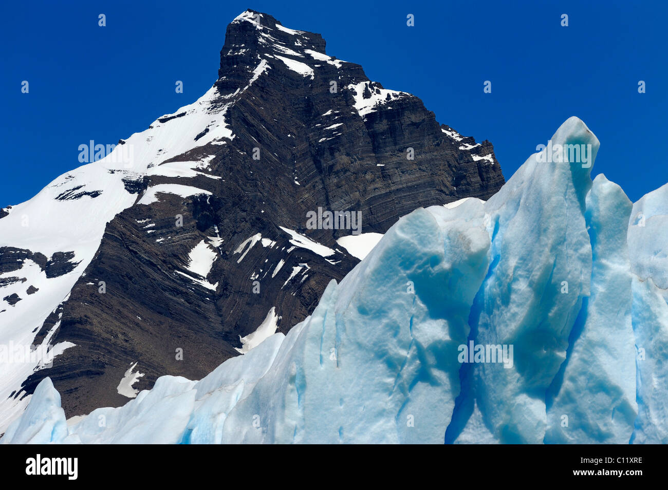 Peak with ice, Perito Moreno Glacier, Patagonia, Argentina, South America Stock Photo
