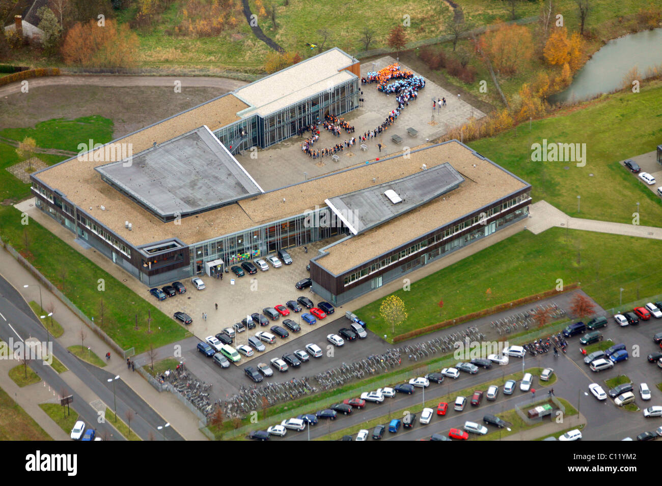 Aerial, school construction, Konrad-Adenauer-Realschule KAR, Hamm, Ruhr  Area, North Rhine-Westphalia, Germany, Europe Stock Photo - Alamy