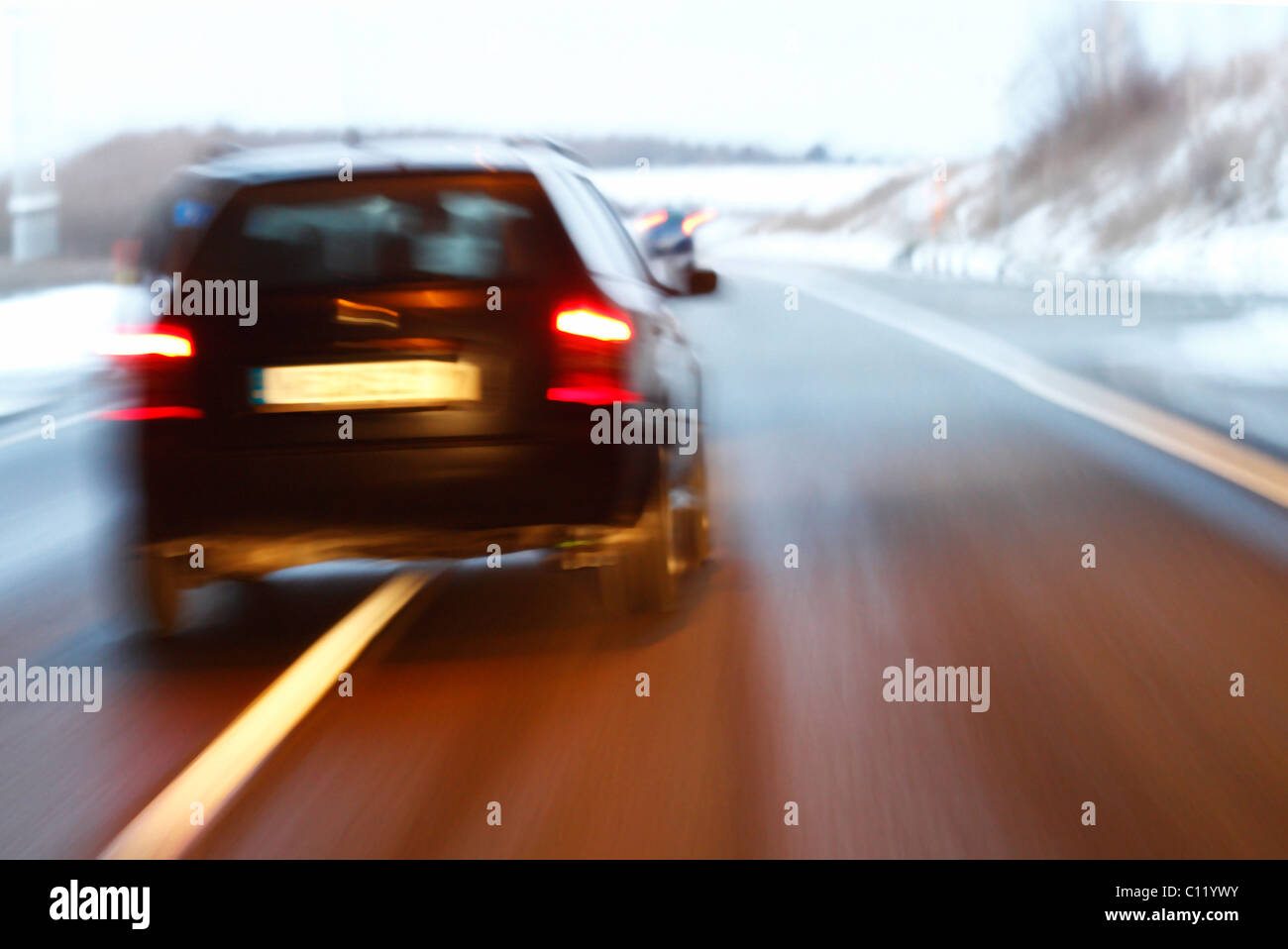 Car skidding on the road Stock Photo