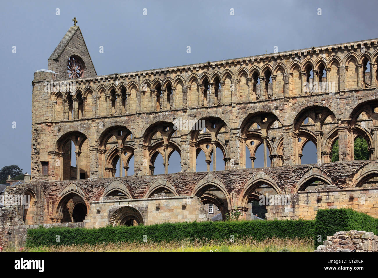 Ruins of the Augustinian abbey of Jedburgh, Scottish Borders, Scotland, United Kingdom, Europe Stock Photo