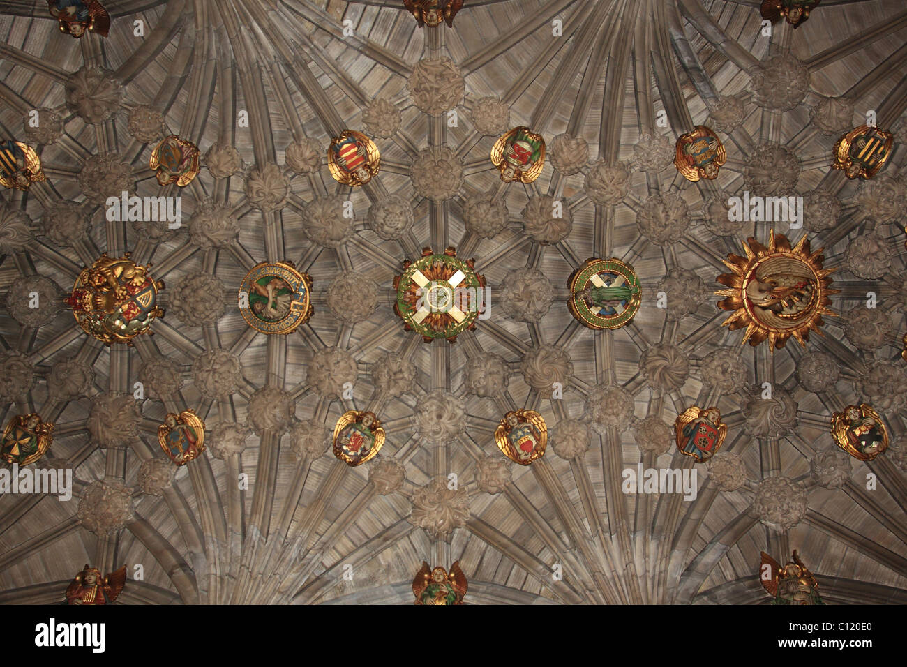 Ceiling of the Thistle Chapel in St Giles Cathedral, Edinburgh, Scotland, United Kingdom, Europe Stock Photo