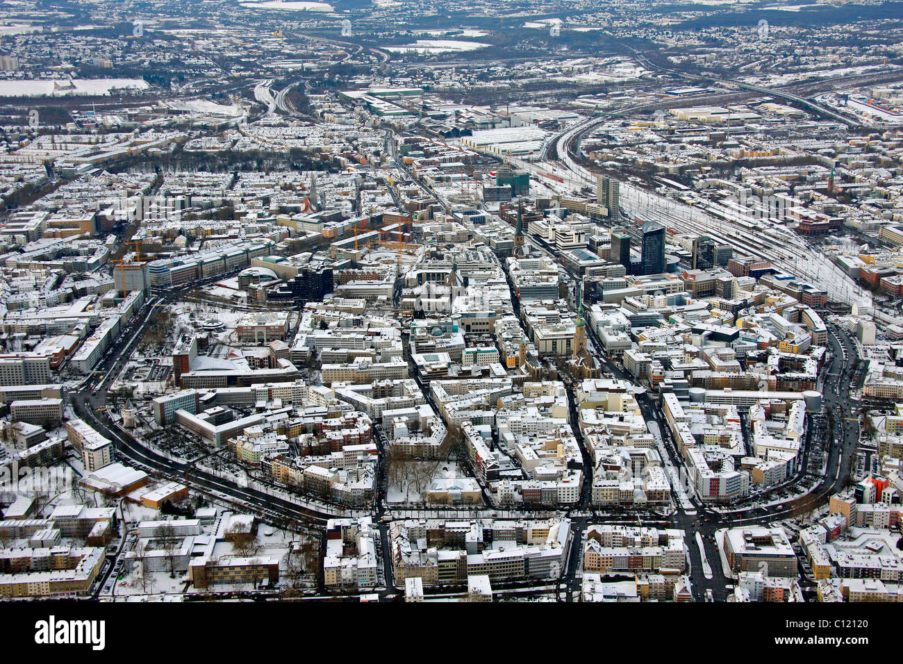 Aerial view, city center ring road, Dortmund, Ruhrgebiet region, North Rhine-Westphalia, Germany, Europe Stock Photo