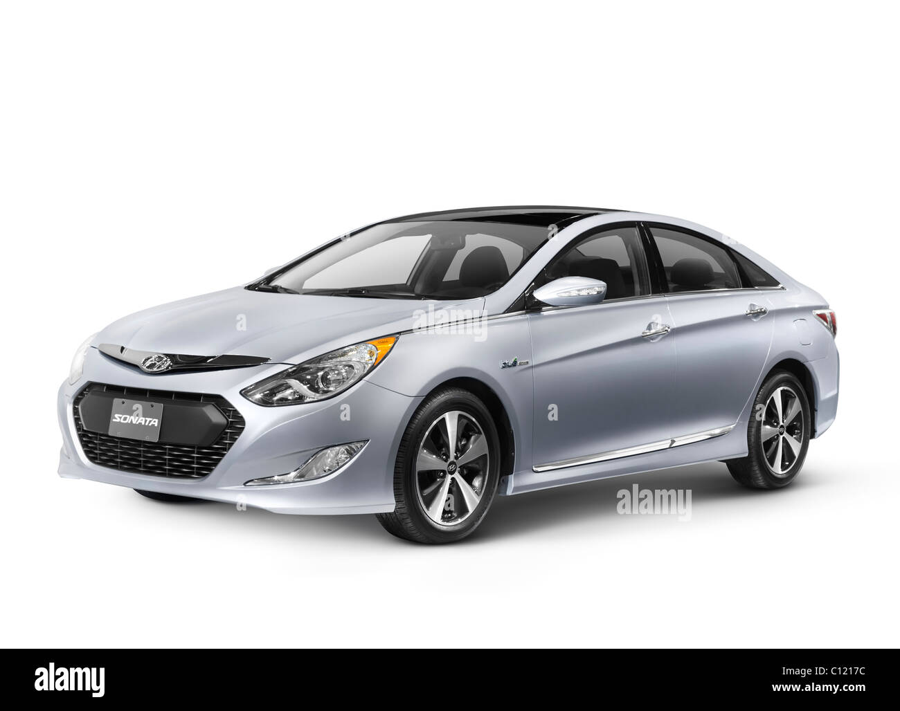 License available at MaximImages.com - Hyundai Sonata Hybrid Premium isolated car on white background with clipping path Stock Photo