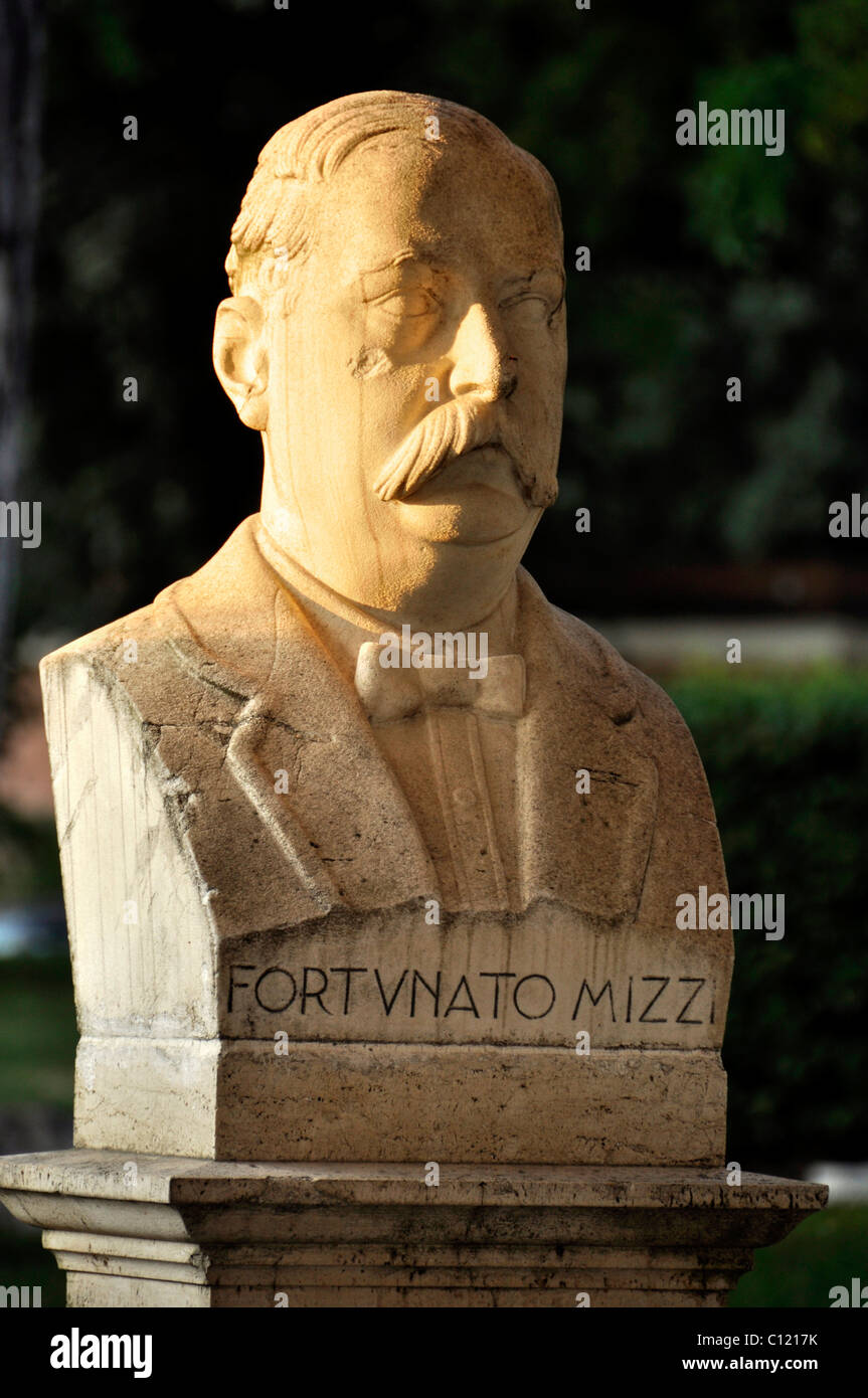 Bust of Fortunato Enrico Mizzi, park of Villa Borghese, Rome, Lazio, Italy, Europe Stock Photo