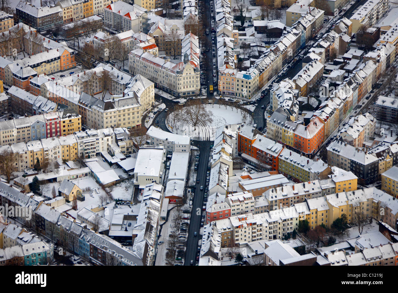 Aerial View Borsigplatz Square In The Snow Dortmund Ruhrgebiet Stock Photo Alamy