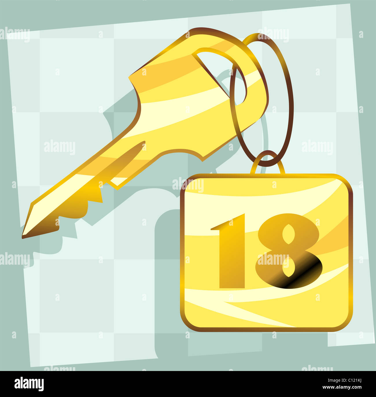 key with 18 in key locket Stock Photo - Alamy
