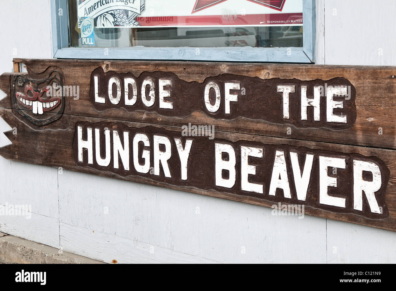 Hungry Beaver Lodge Wrangell area of Southeast Alaska. Stock Photo