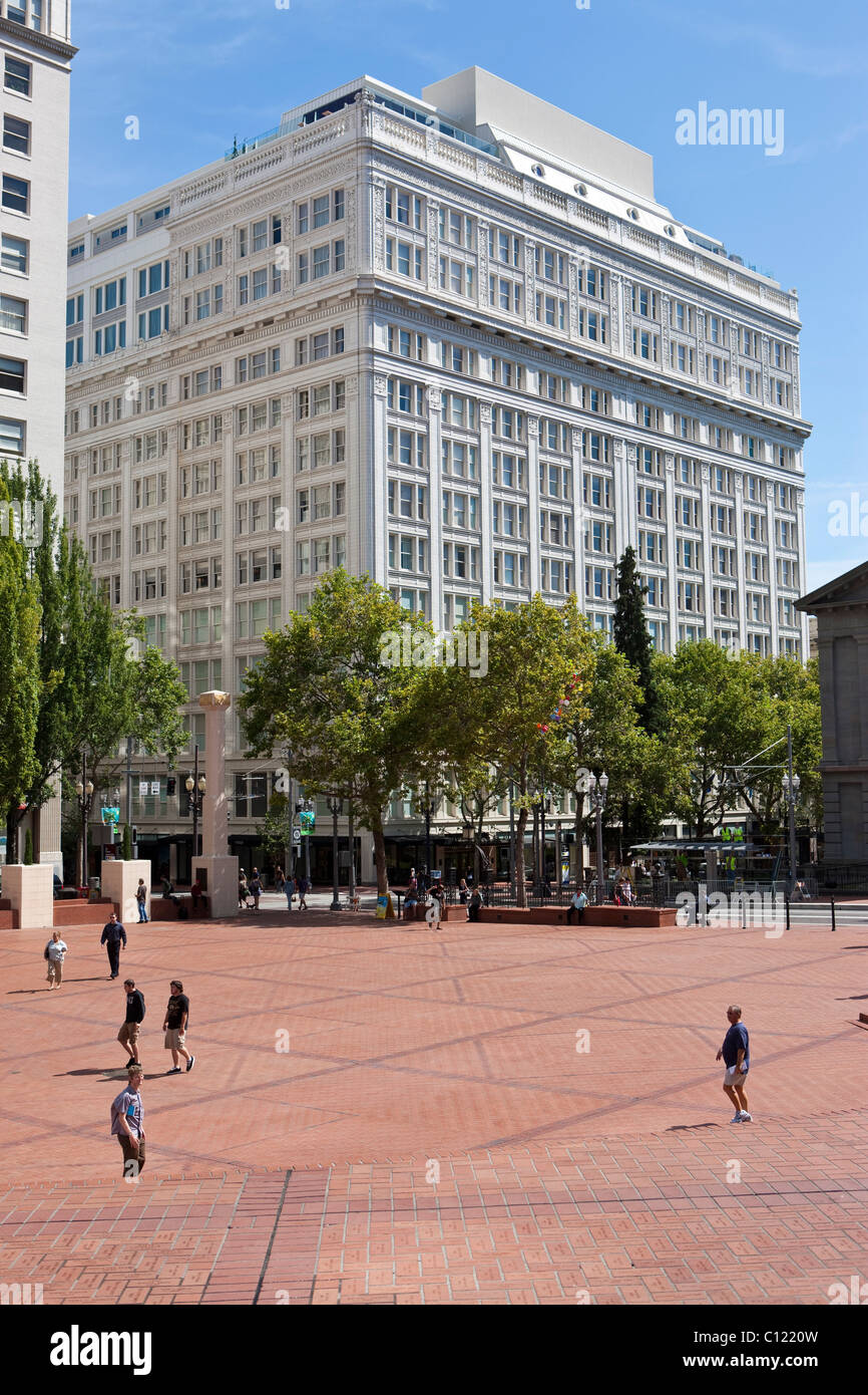 View of the Pioneer Courthouse Square, Portland, Oregon, USA Stock Photo