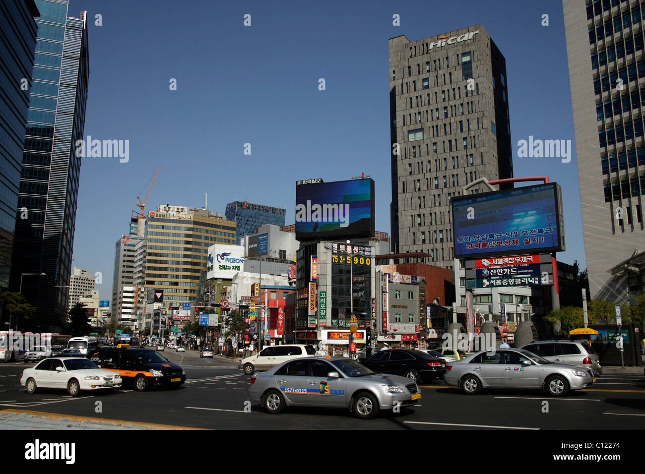 Traffic in downtown Seoul, South Korea, Asia Stock Photo