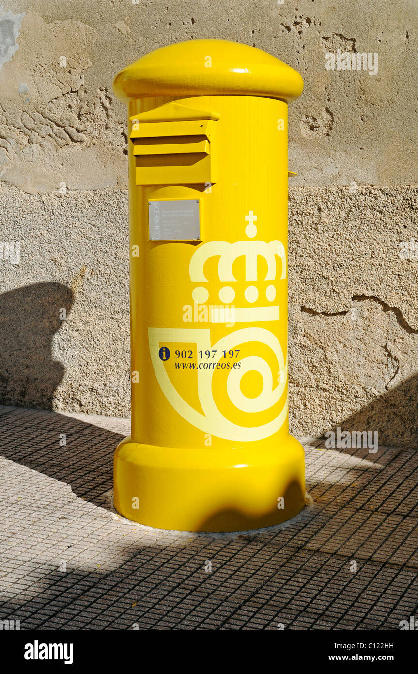 Yellow mailbox, Correos, post, Costa Blanca, Alicante province, Spain