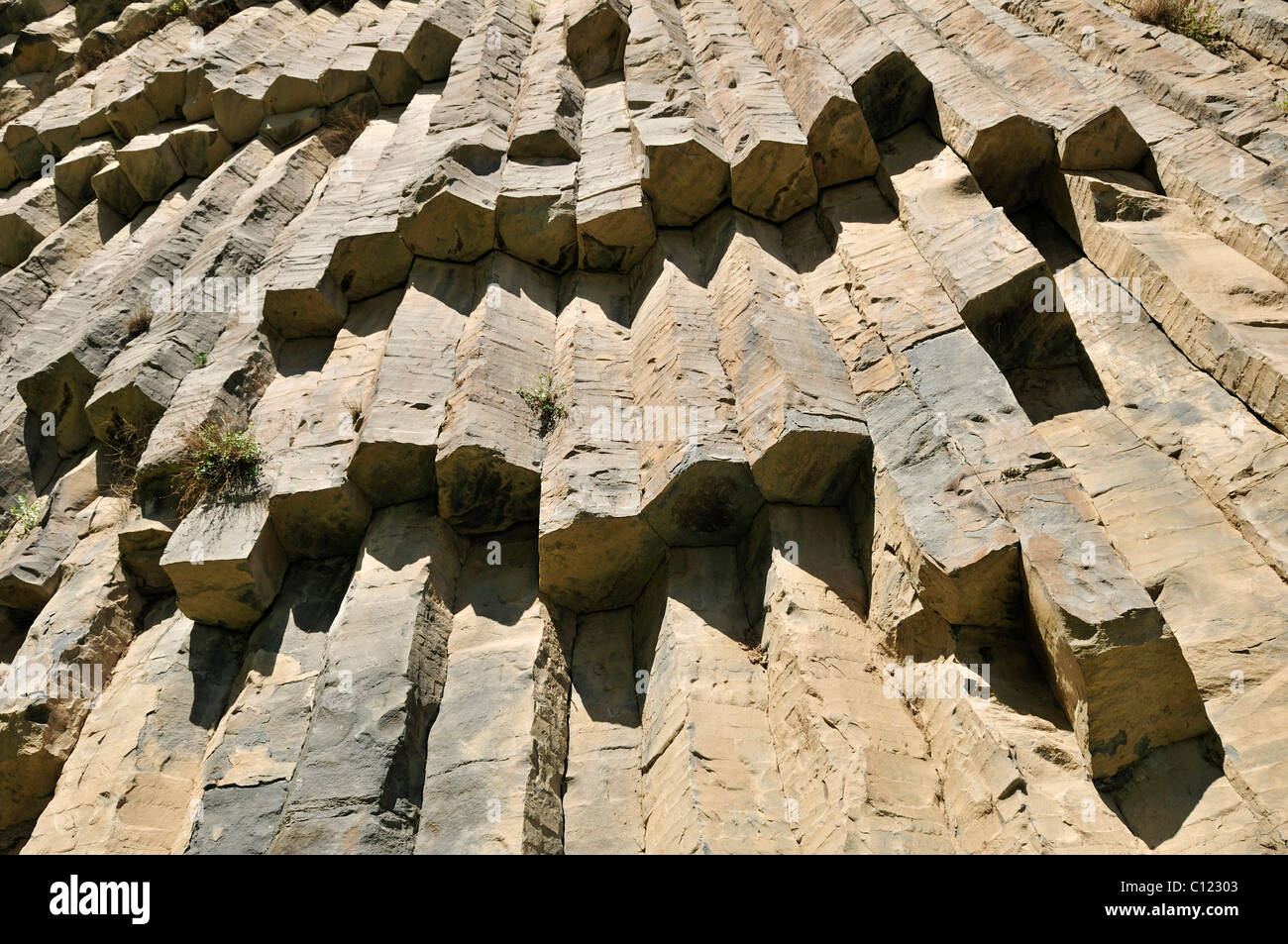 Huge basalt columns at Awan Gorge near Garni, Canyon, Kotayk region, Armenia, Asia Stock Photo