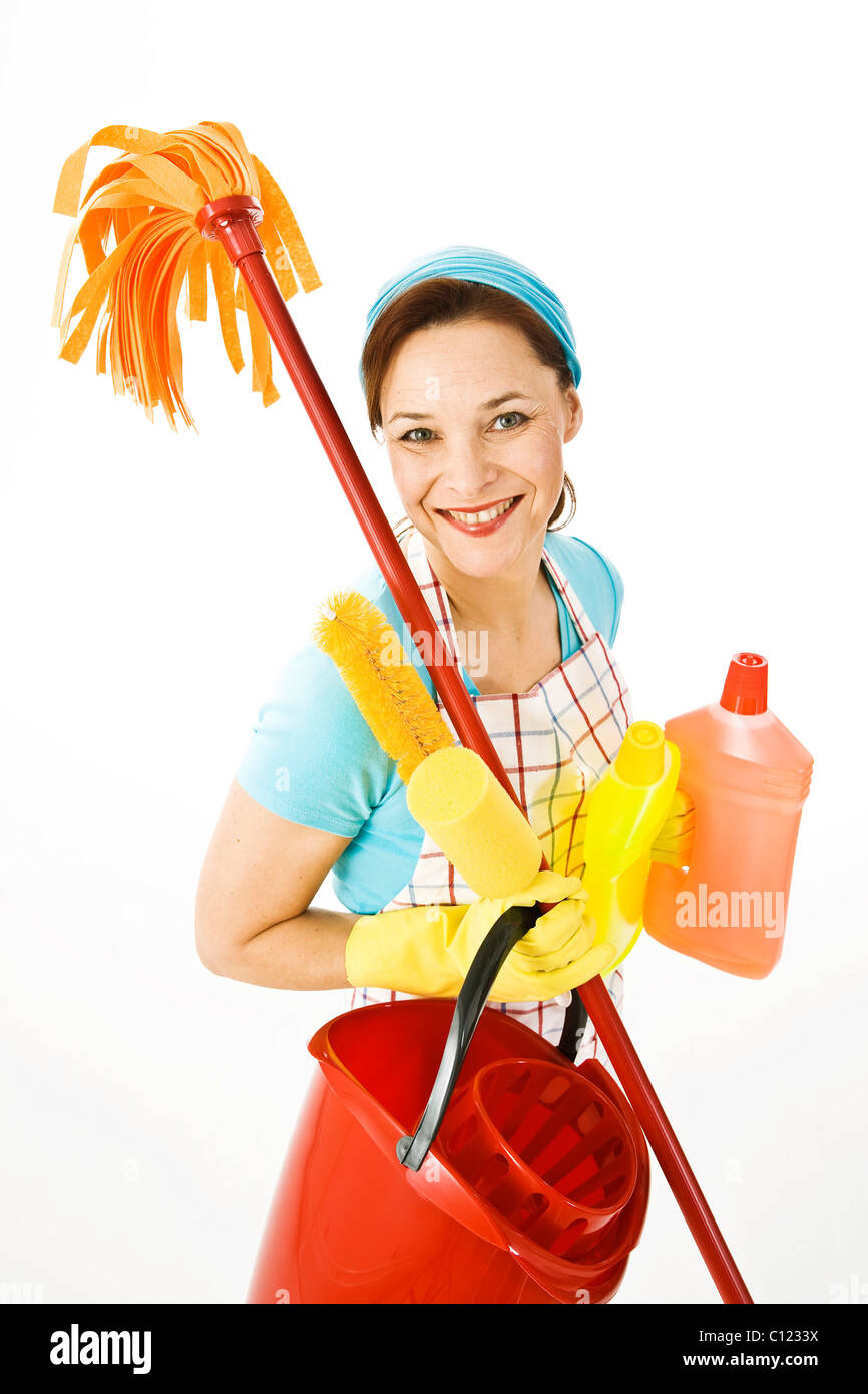 Cleaning lady at work Stock Photo Alamy