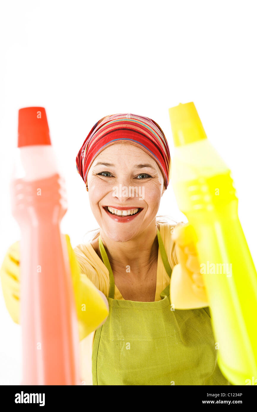 Cleaning lady at work Stock Photo Alamy