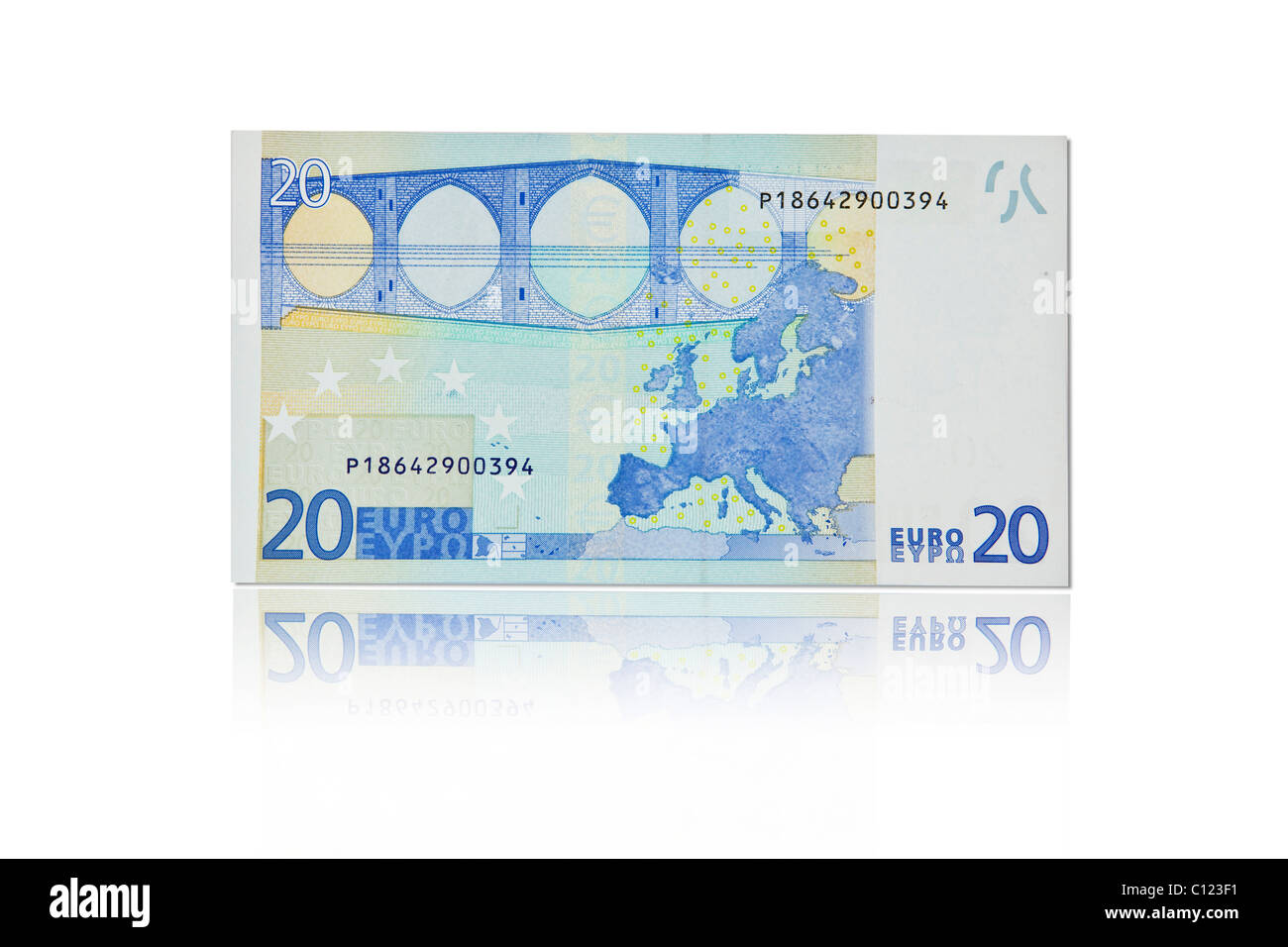 20 euro banknote, back Stock Photo