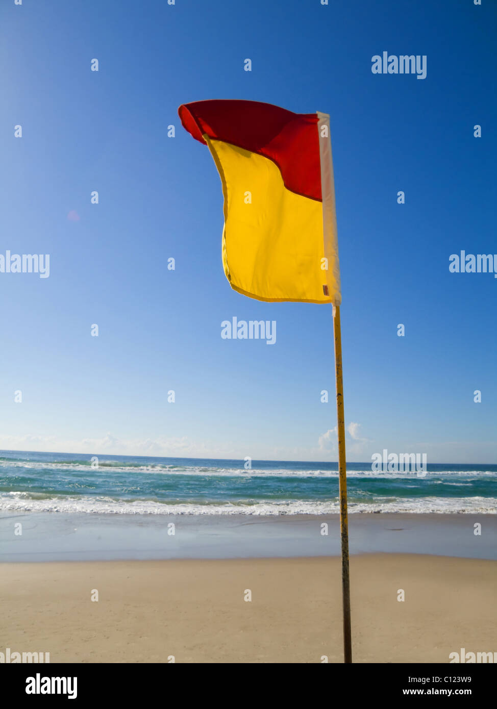 Safe swimming area flag Gold Coast Queensland Australia Stock Photo Alamy