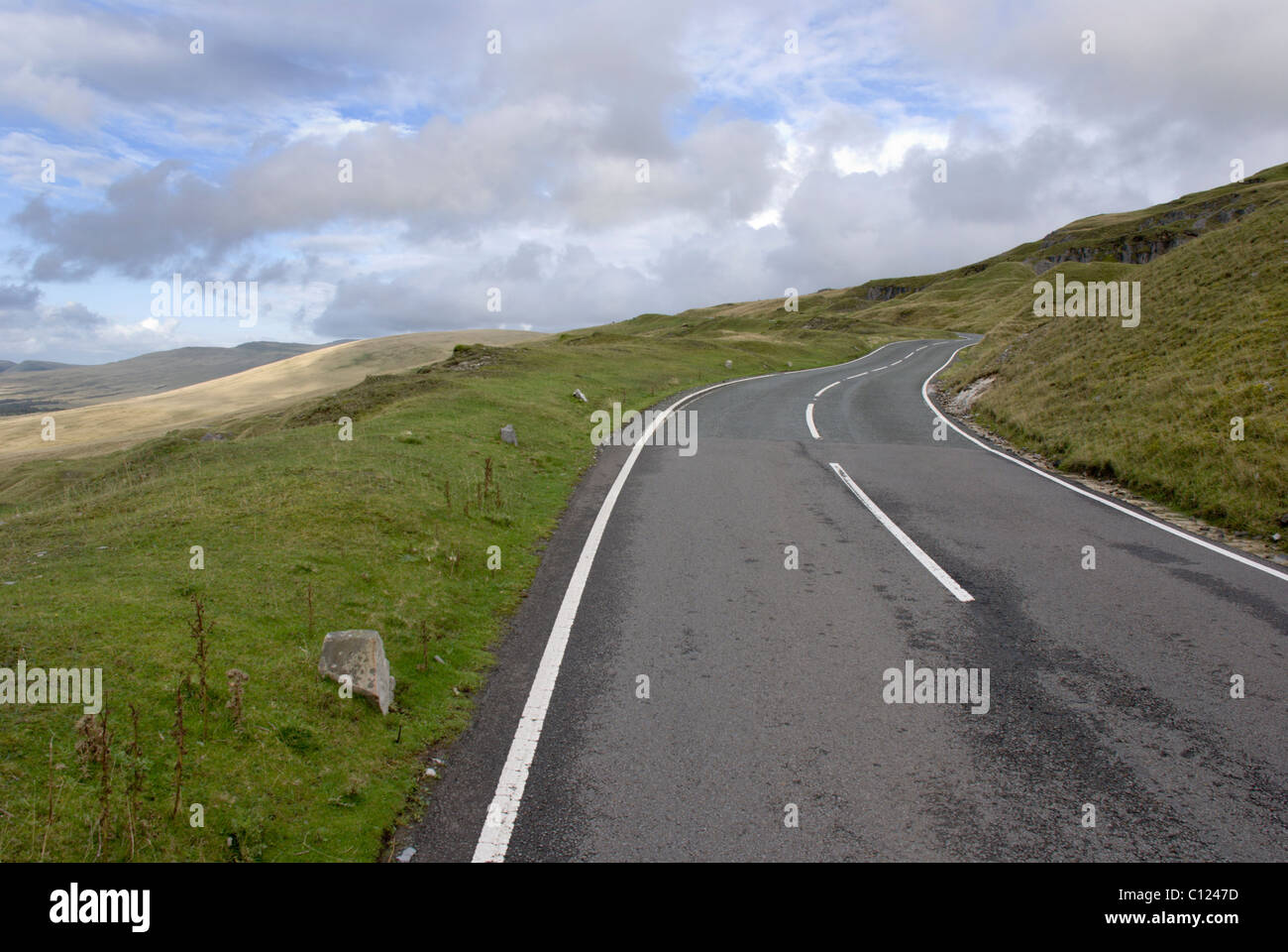 Mountain road in Wales. Black Mountains. Road A4069 Stock Photo