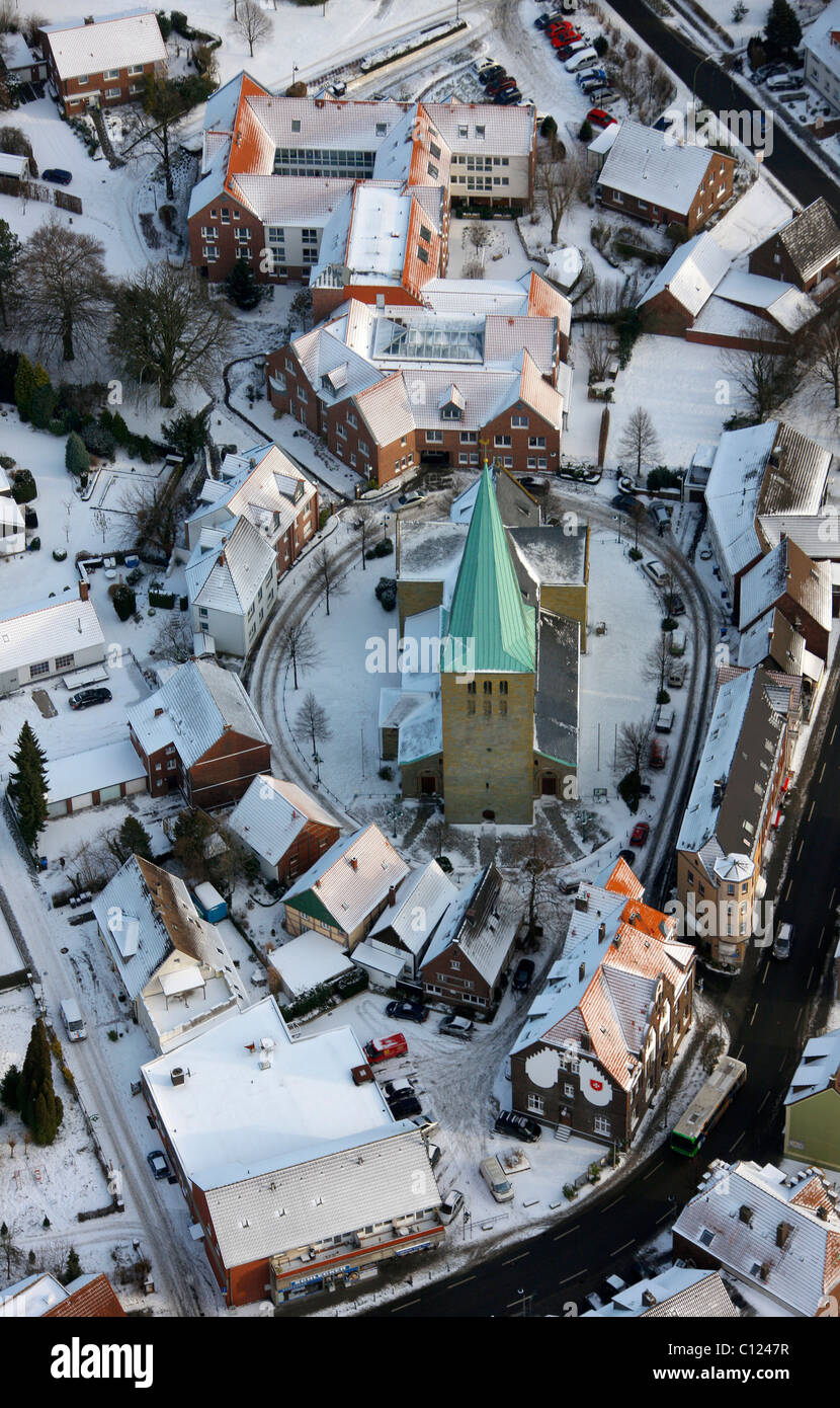 Aerial picture, church, Rhynern, Hamm, Ruhr Area, North Rhine ...
