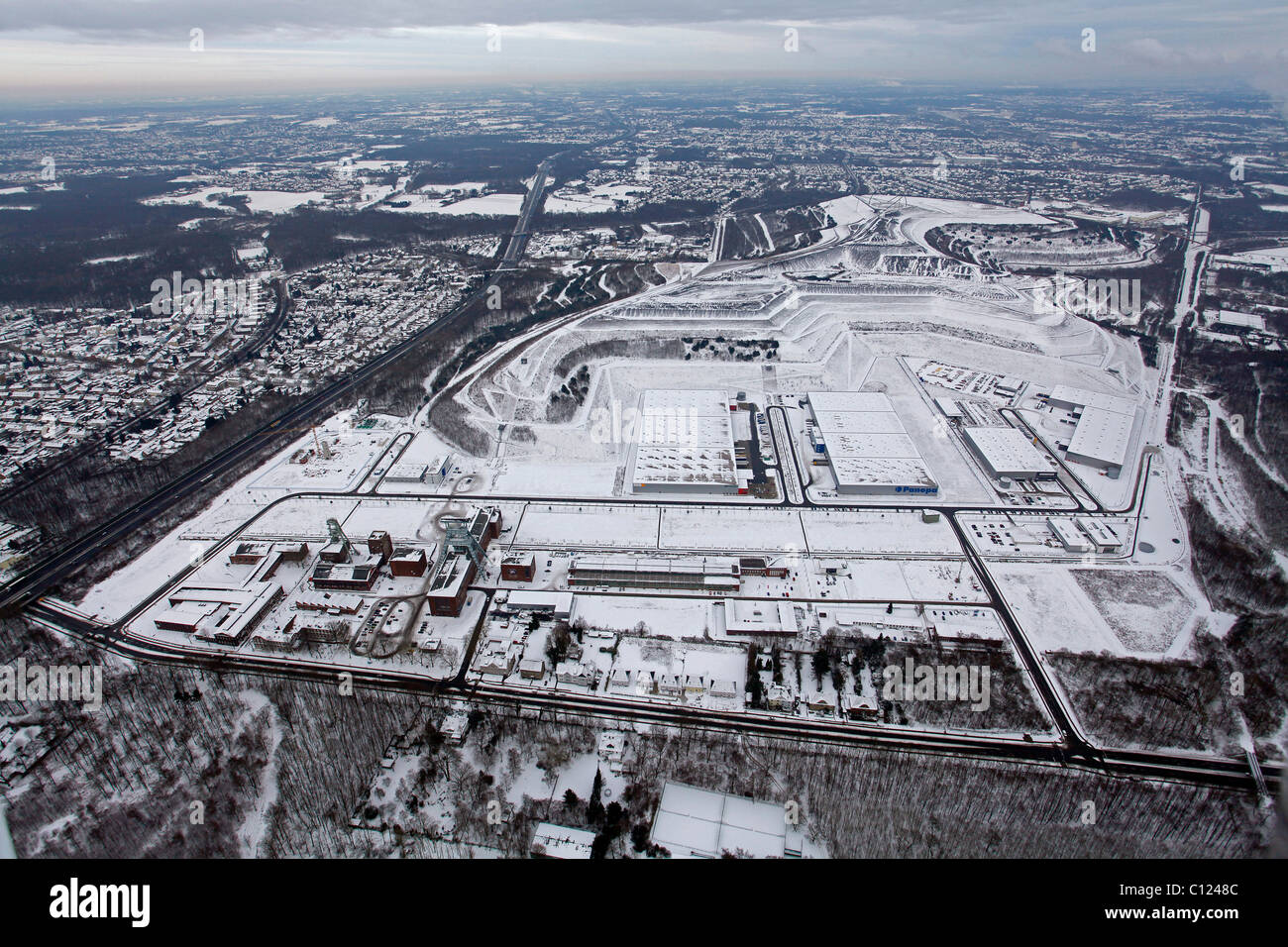 Aerial, EWALD industrial area, former mining site, structural change, Herten, Ruhr Area, North Rhine-Westphalia, Germany, Europe Stock Photo