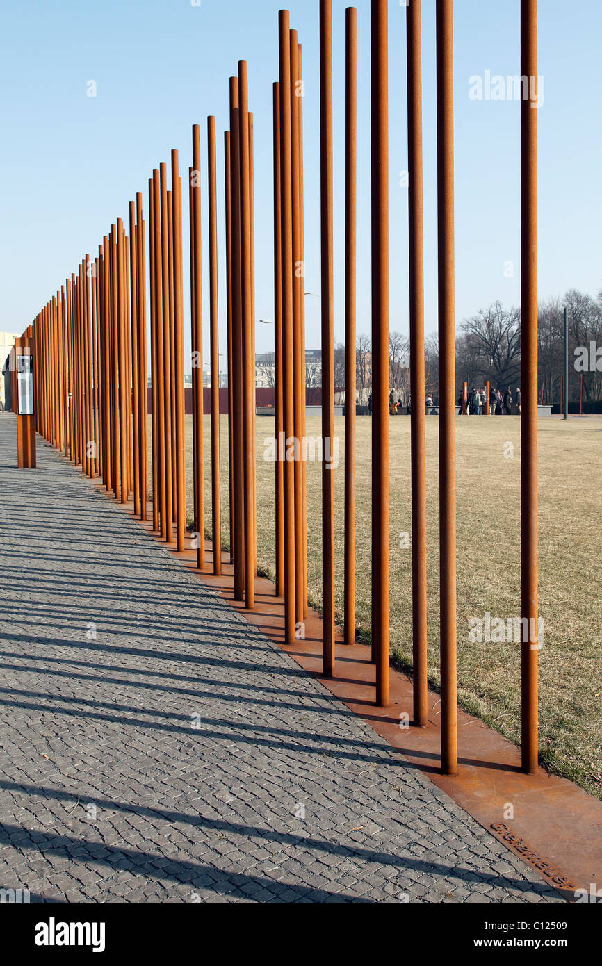 Wall markers, Berlin Wall Memorial Visitor Centre, Berlin, Germany Stock Photo