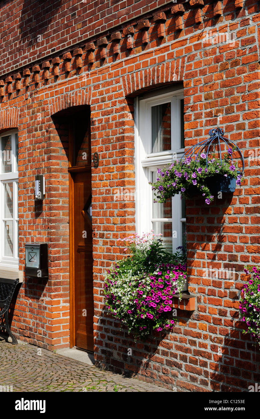 Brick house, Neuenhof Strasse street, Warendorf, North Rhine-Westphalia, Germany, Europe Stock Photo