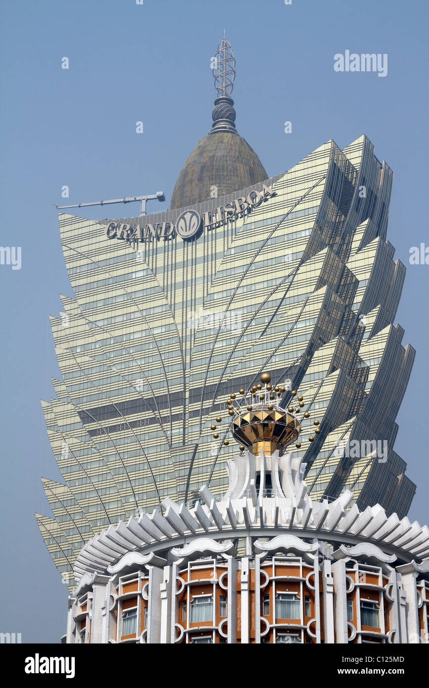The Grand Lisboa Casino and Hotel in Macau, China. Stock Photo