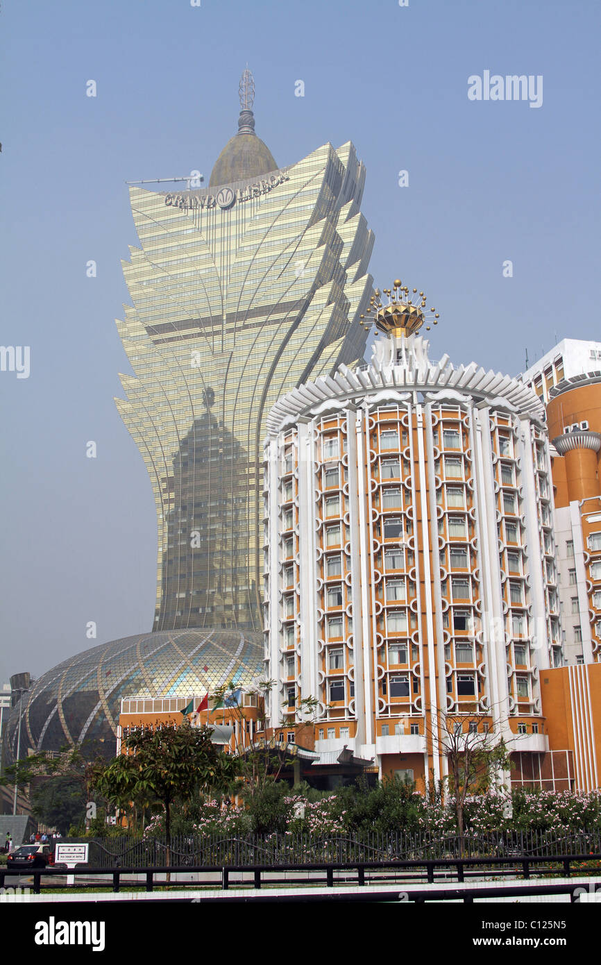 The Grand Lisboa Casino and Hotel in Macau, China. Stock Photo