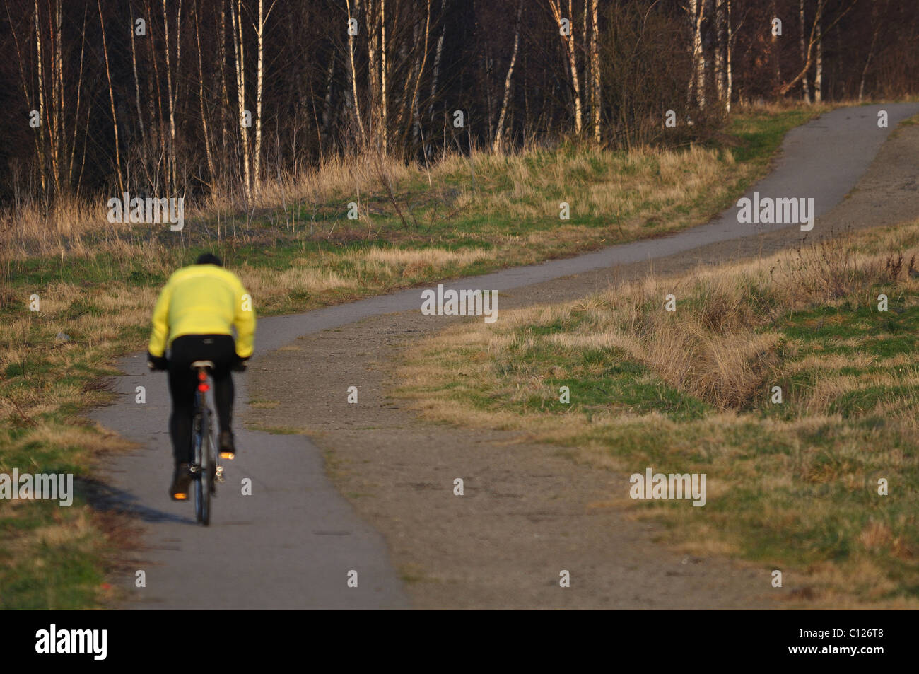 Cyclist on the Trans Pennine Trail Stock Photo