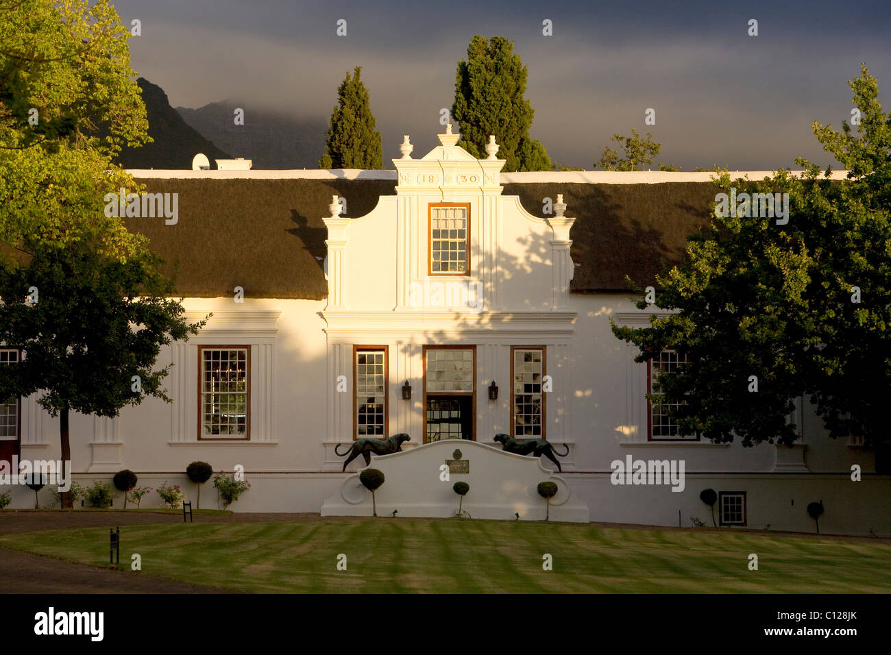 Lanzerac luxury hotel, country house in Cape-Dutch architectural style, Stellenbosch, Winelands, Cape Town, South Africa, Africa Stock Photo