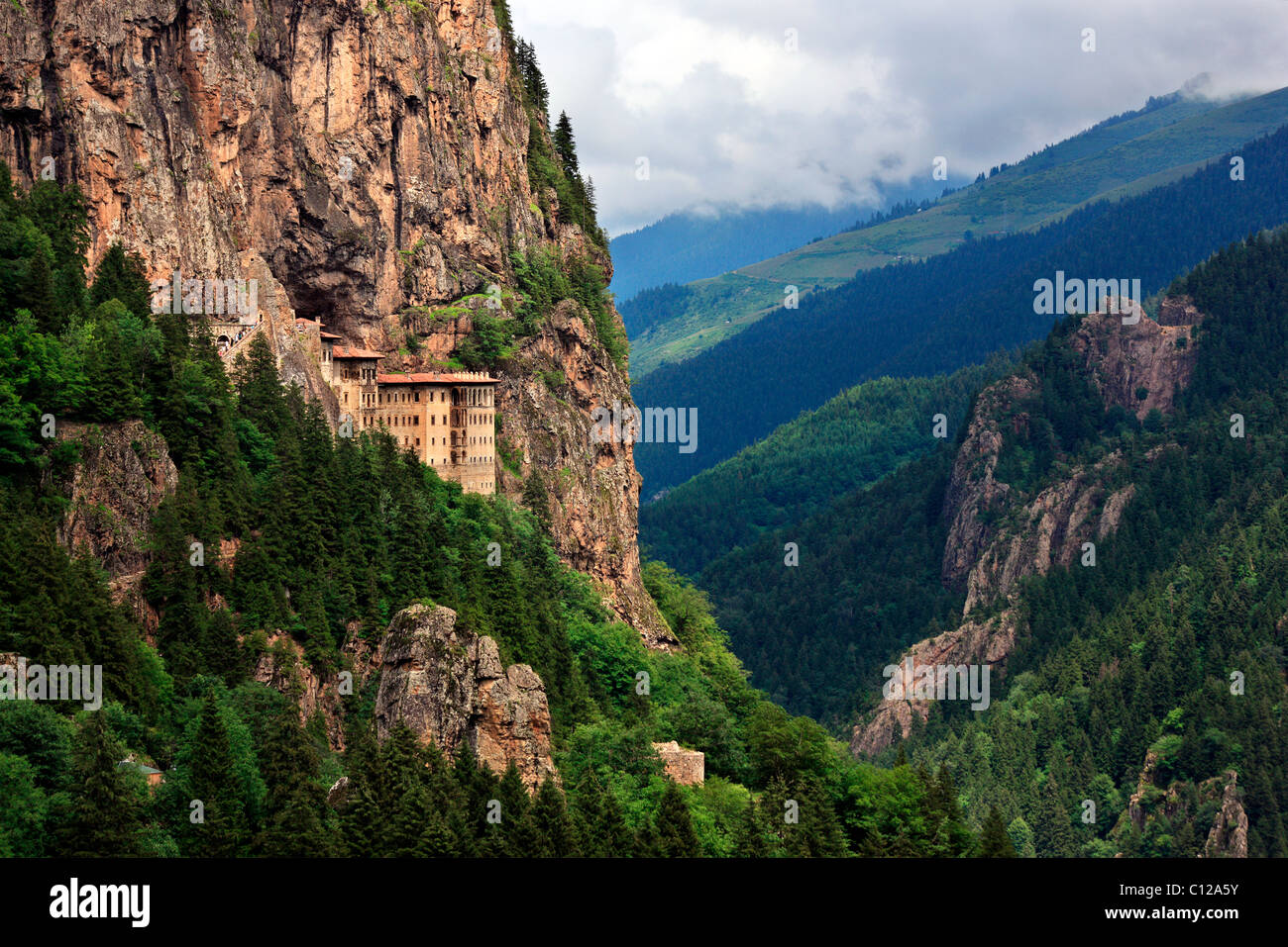 Sumela monastery one of the most impressive sights in the whole Black Sea region, in Altindere Valley, Trabzon province, Turkey. Stock Photo