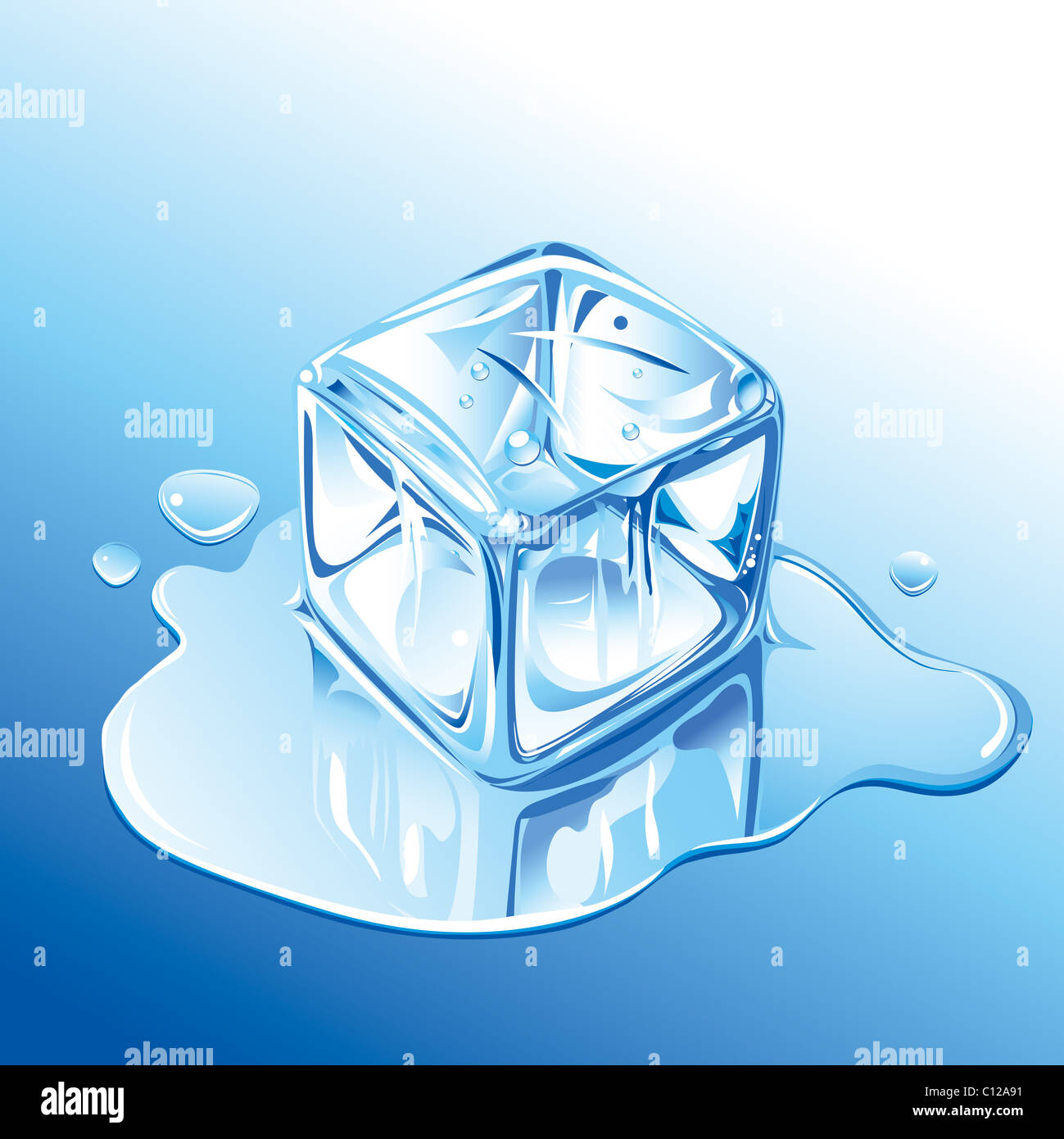 Melting Blue Ice Cube Stock Photo Alamy
