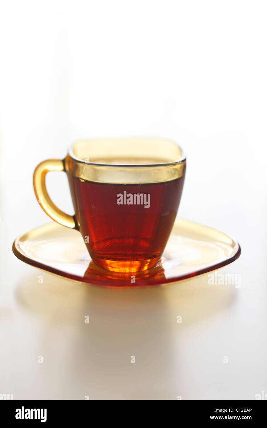 cup of tea in glass Stock Photo Alamy