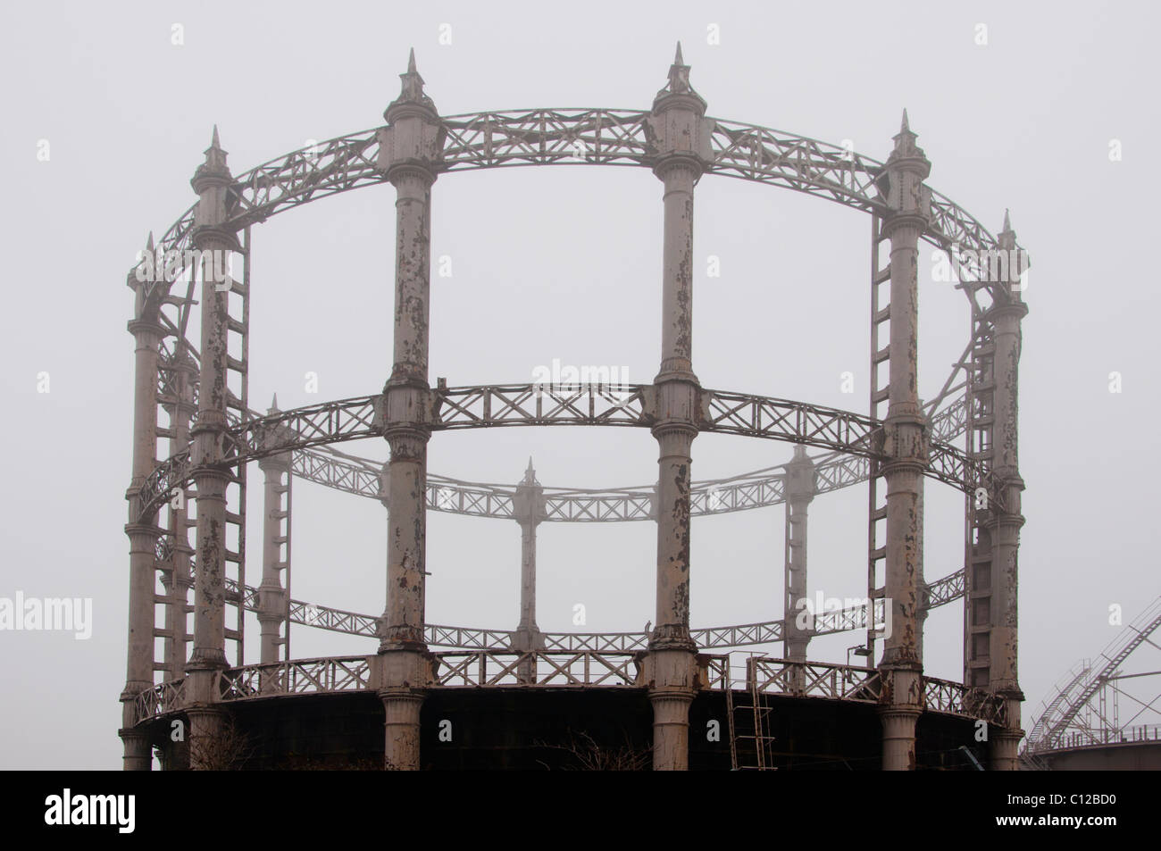Details of Victorian cast iron gas holder, gasometer Stock Photo - Alamy