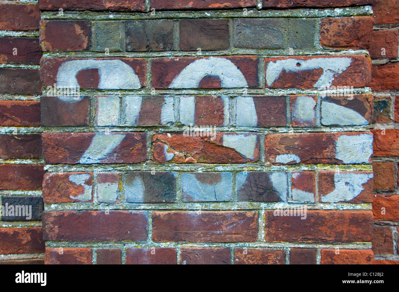 Detail of Brick work 203 painted on Stock Photo