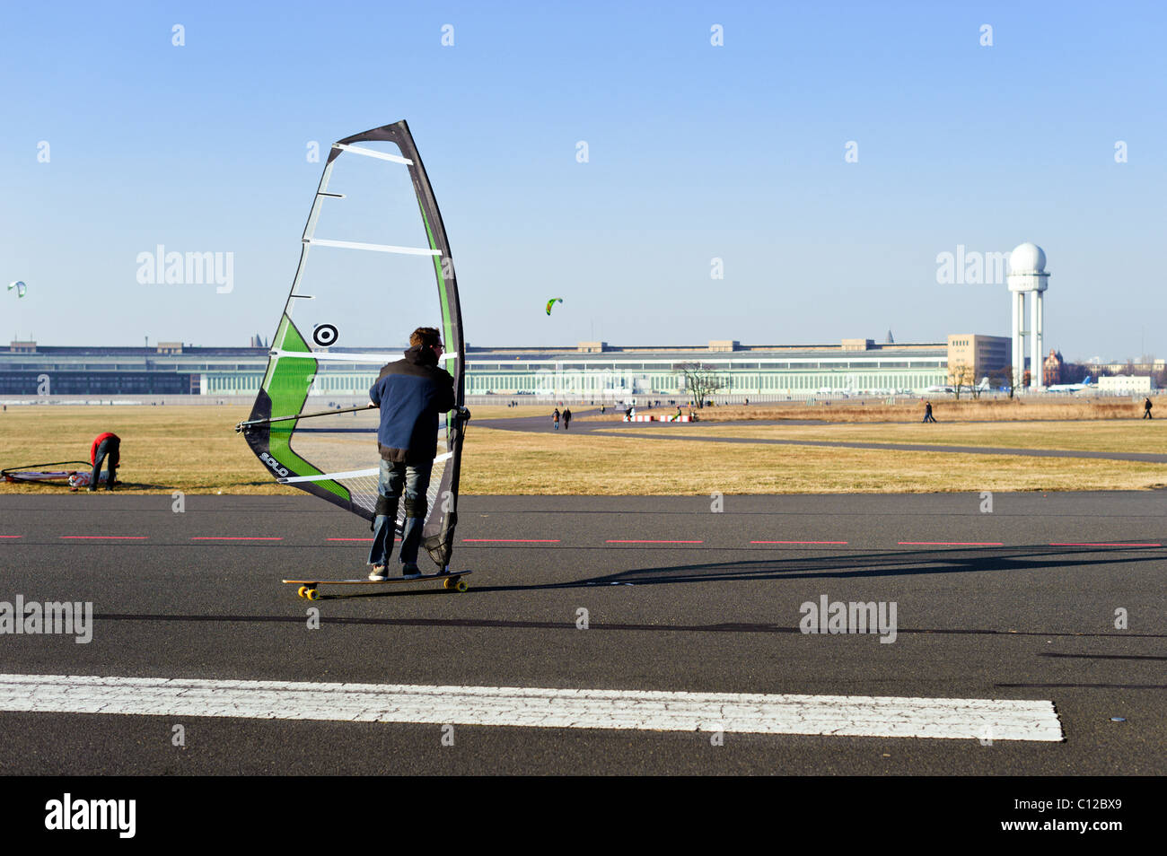 Windskaters at Tempelhof Park, former Tempelhof Airport, Berlin, Germany, Europe Stock Photo