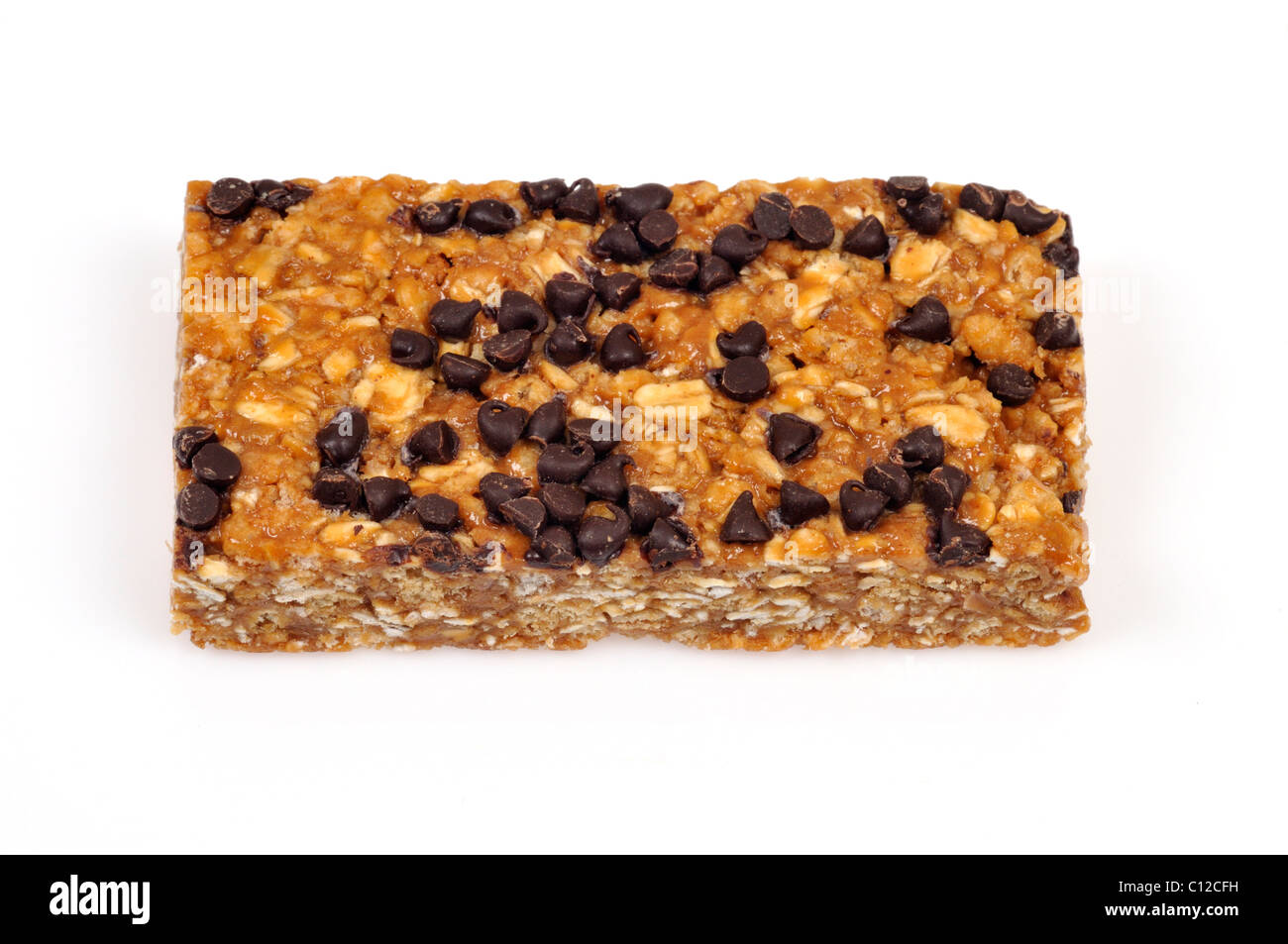 Whole grain energy PowerBar without wrapper on white background, cutout. Stock Photo