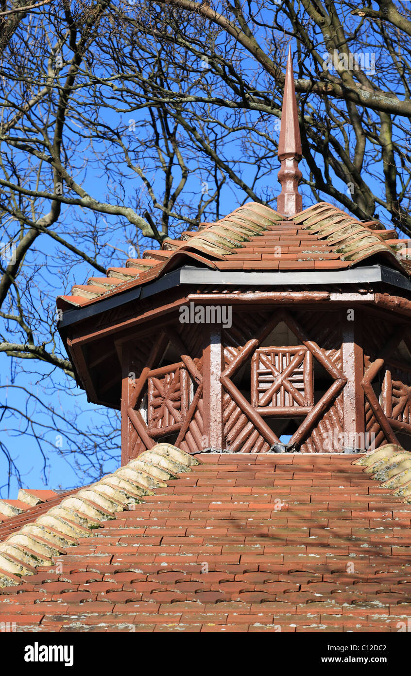 Roof detail of Victorian pagoda, Saltwell Park, Gateshead, England, UK Stock Photo