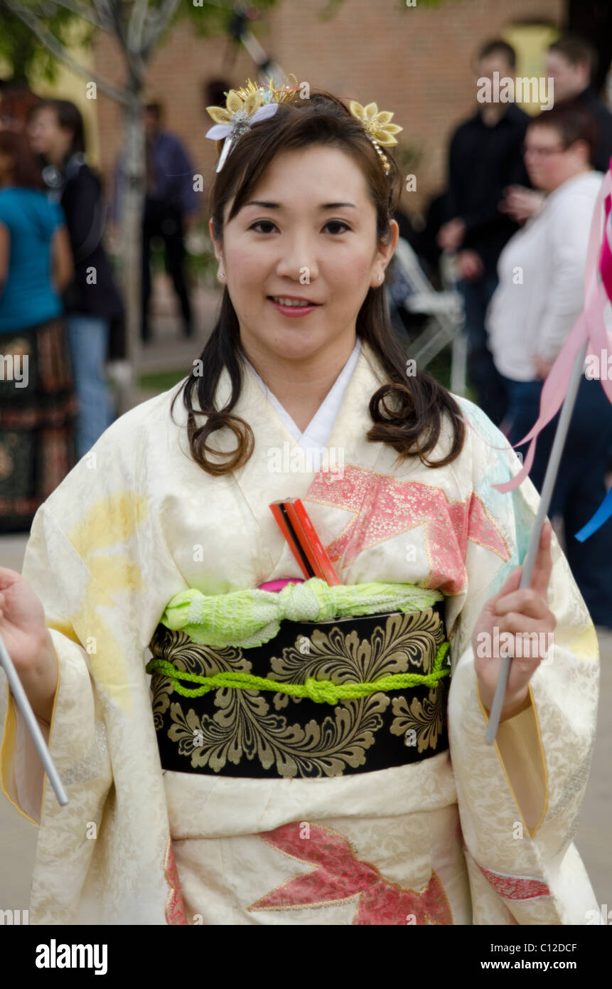 Traditional Japanese costumes at the Matsuri Festival in downtown Phoenix, Arizona, USA Stock Photo