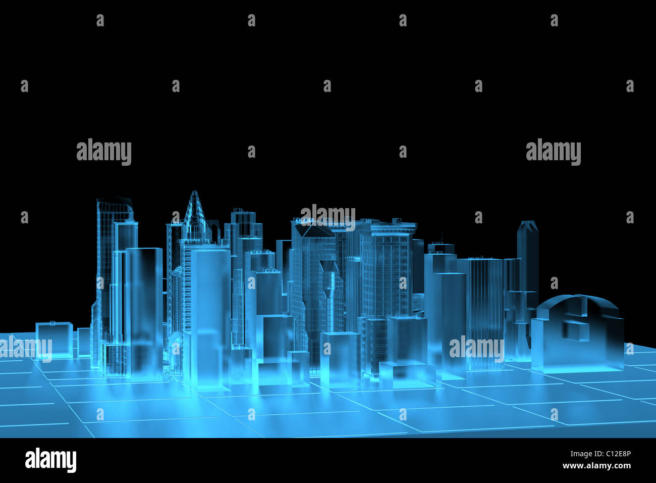City Blue xray transparent rendered Stock Photo