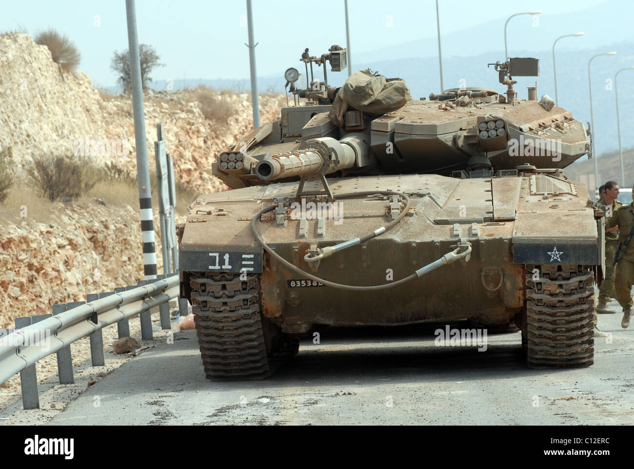 The Merkava (Hebrew: מרכבה (help·info), Chariot) is the main battle tank of the Israel Defense Forces. Stock Photo