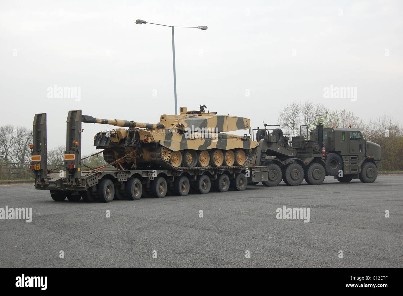 The Heavy Equipment Transport System (HETS) is a military logistics vehicle used to transport, deploy, and evacuate tanks, armou Stock Photo