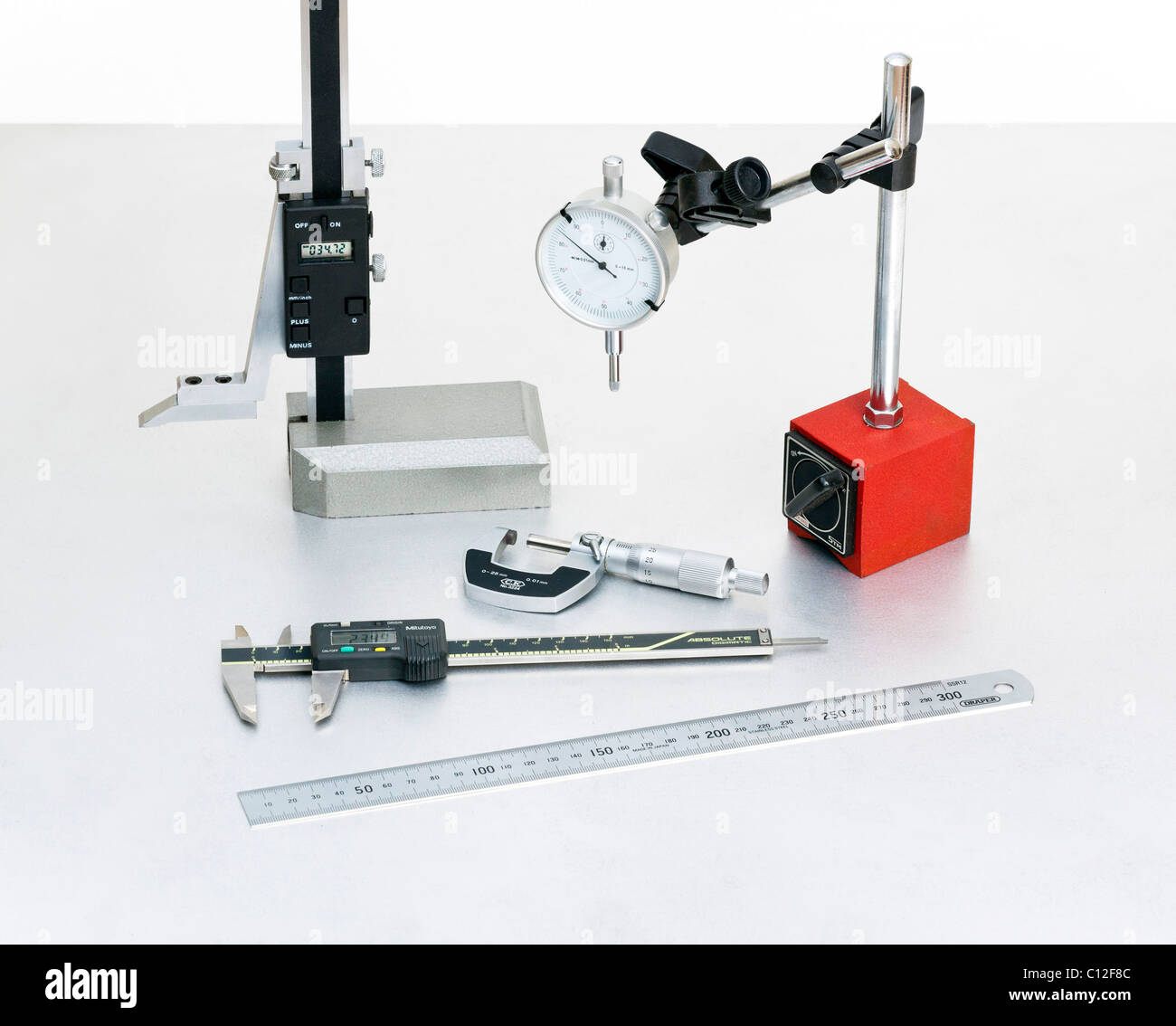 a digital height gauge and surface plate Stock Photo Alamy