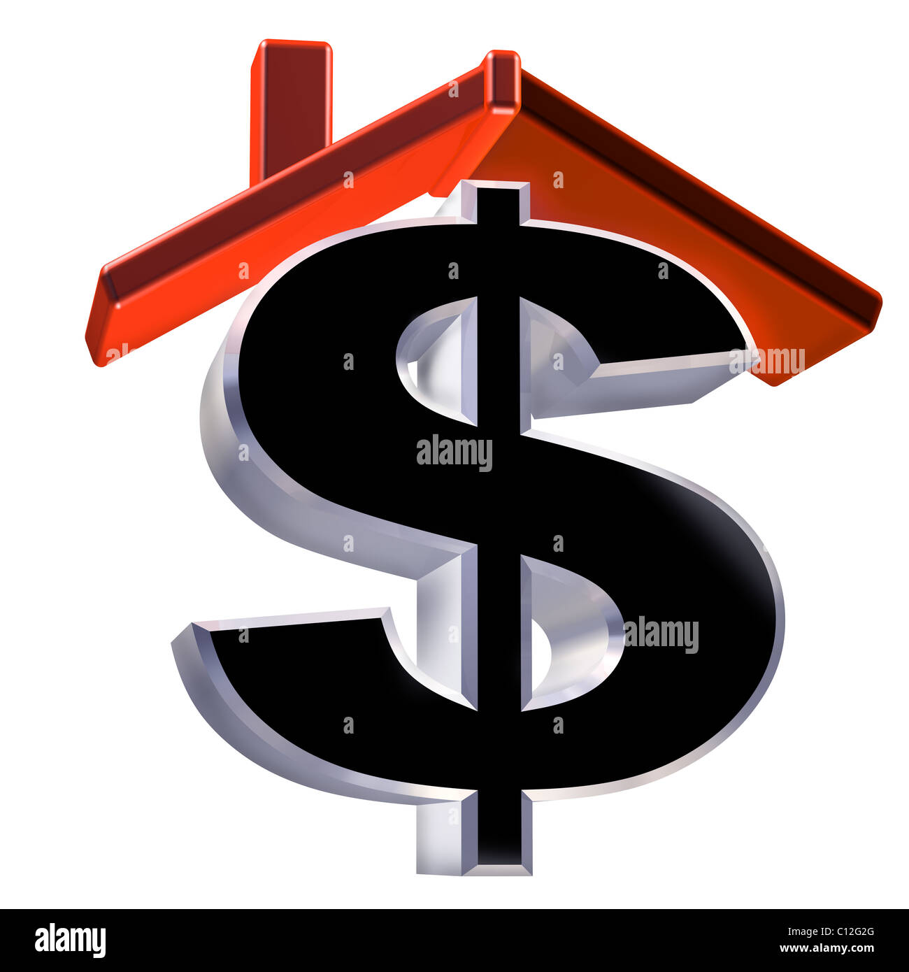 Isolated illustration showing the cost of a house Stock Photo