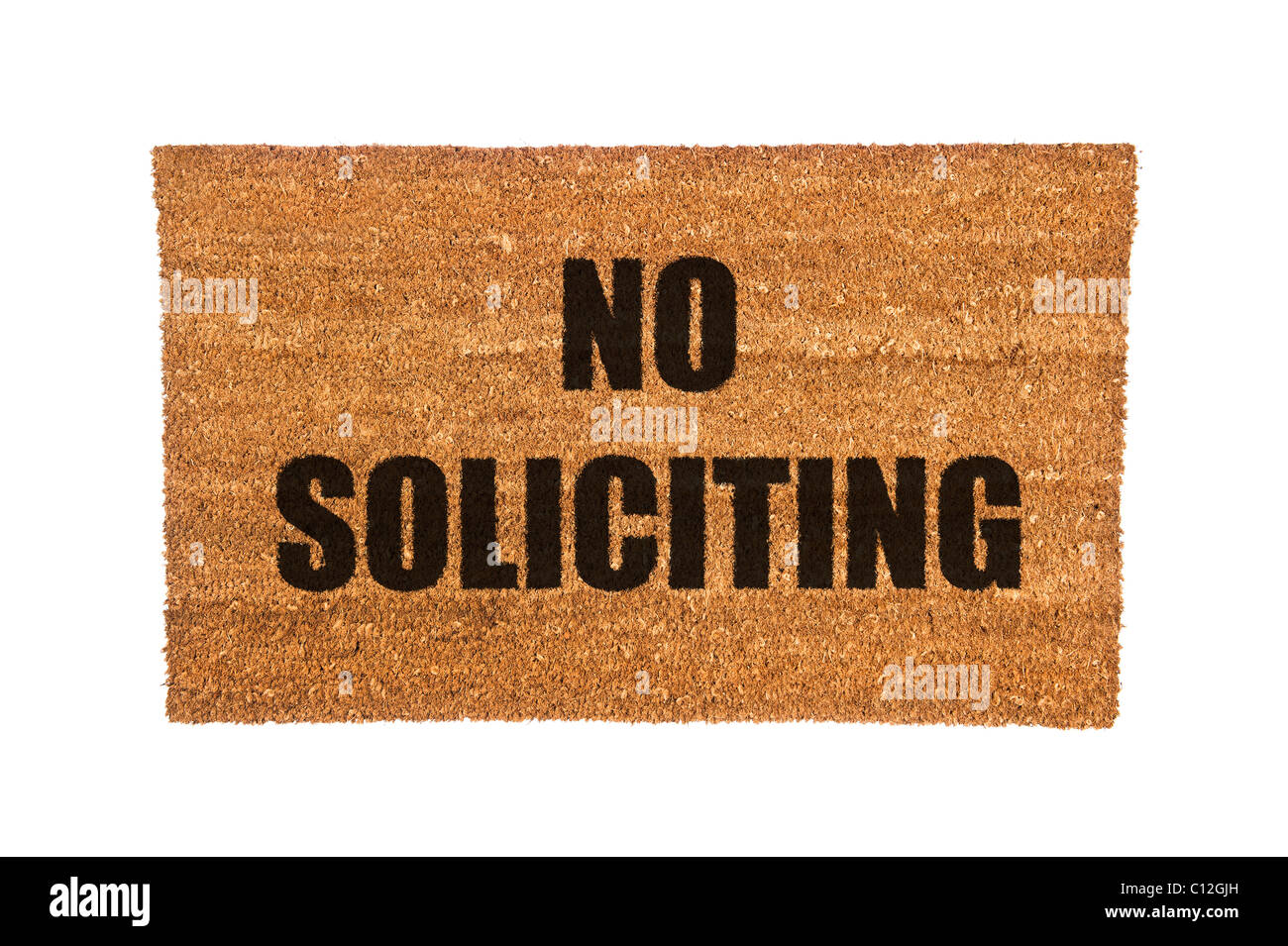 A no soliciting doormat isolated on a white background Stock Photo